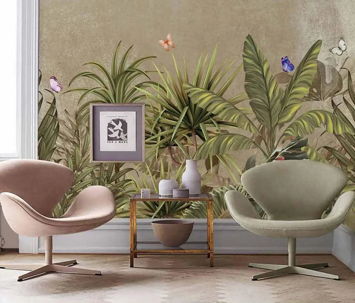 جدارية أشجار النخيل في الغابات الاستوائية