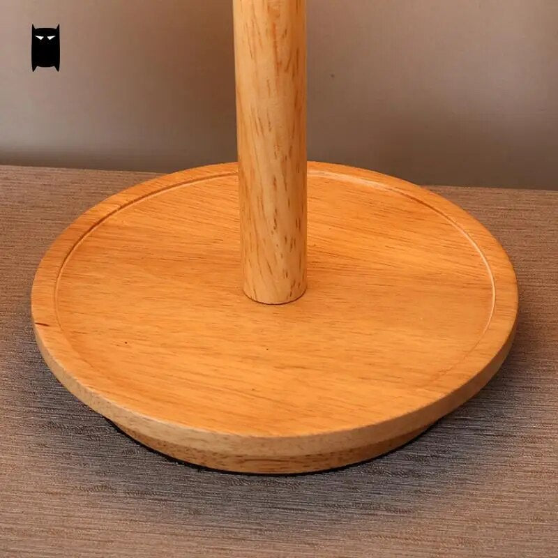 مصباح طاولة من القماش الخشبي