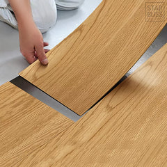 ملصقات أرضية بخطوط خشبية