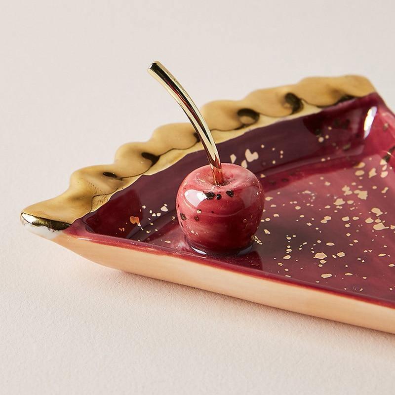 طبق سيراميك على شكل فطيرة الكرز والتفاح