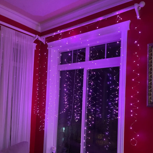 سلسلة أضواء خرافية LED بطول 3 أمتار مع ستارة وتوصيل USB